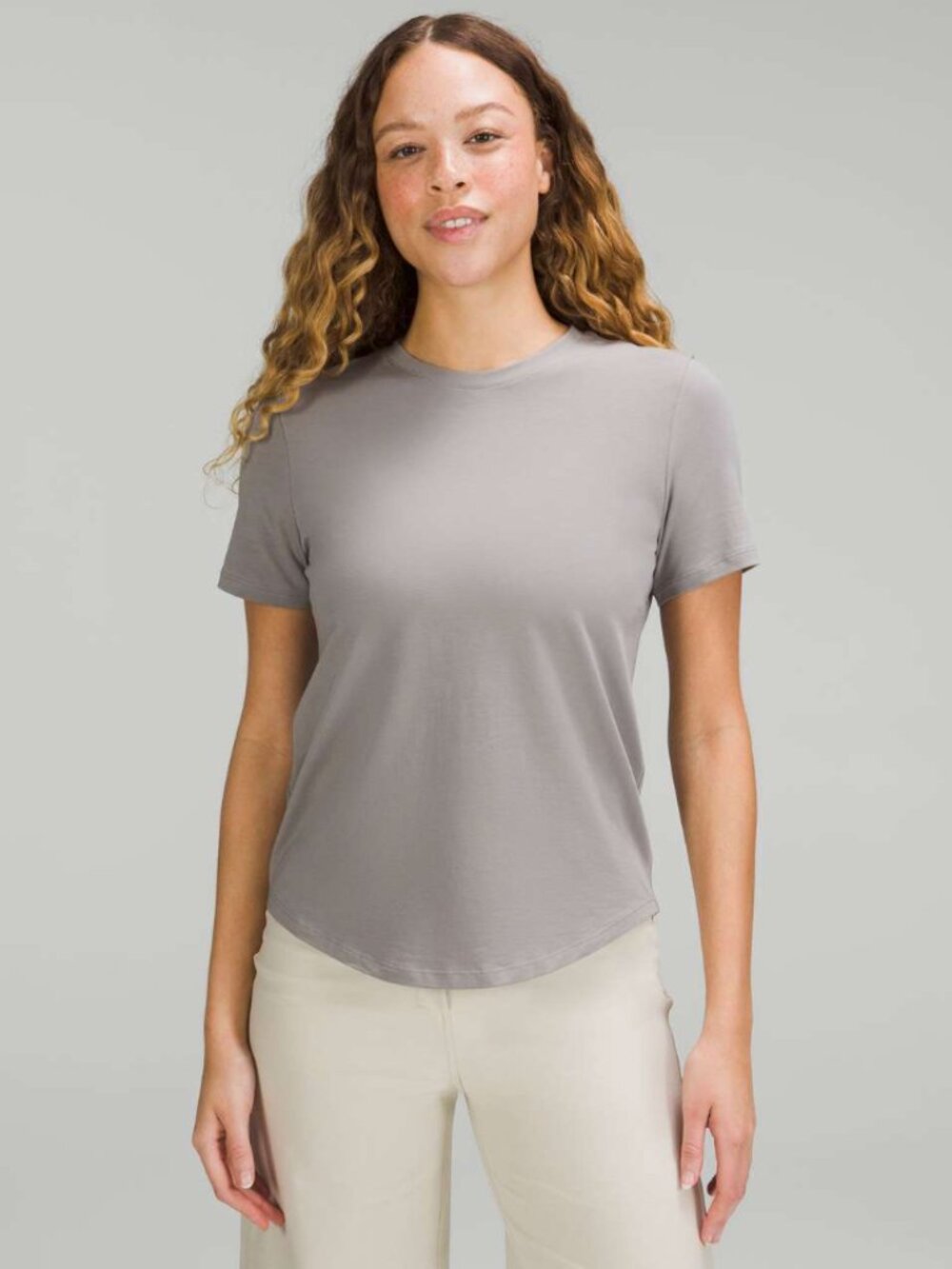 Lululemon Love Crew Short Sleeve Pima Cotton T-Shirt Gull Grey Size 14